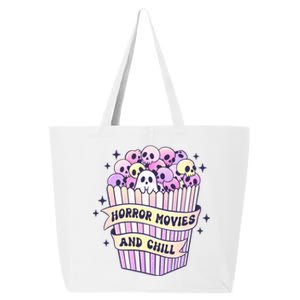 Cute Ghost Skull Popcorn Horror Movies And Chill Halloween Gift 25L Jumbo Tote