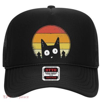 Cat Gifts Sarcastic Gifts For Cat Lovers Black Cat High Crown Mesh Back Trucker Hat