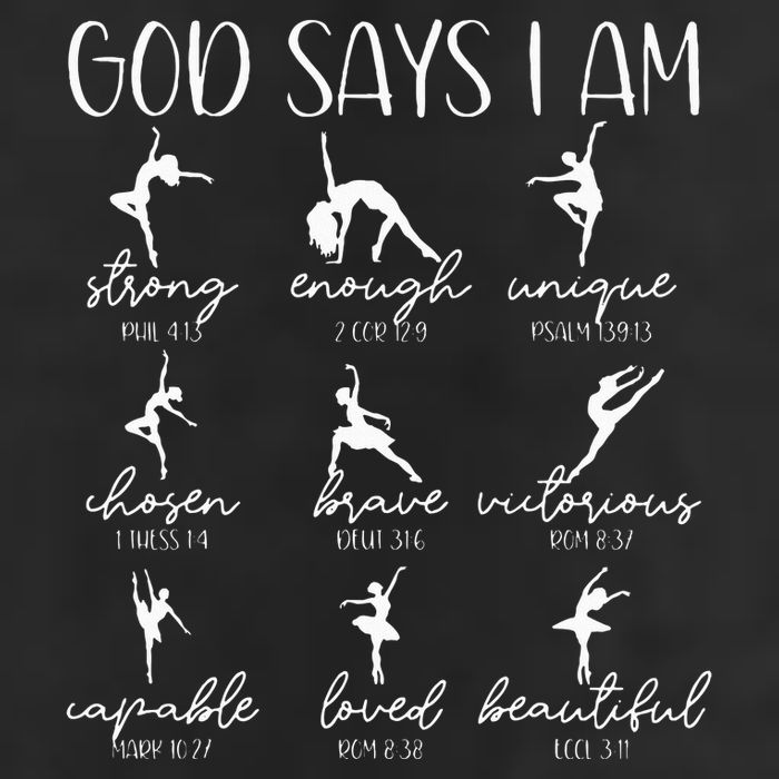 Christian God Says I Am Bible Verse Religious Ballet Dancer 7 Panel Mesh Trucker Snapback Hat
