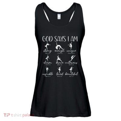 Christian God Says I Am Bible Verse Religious Ballet Dancer Ladies Essential Flowy Tank