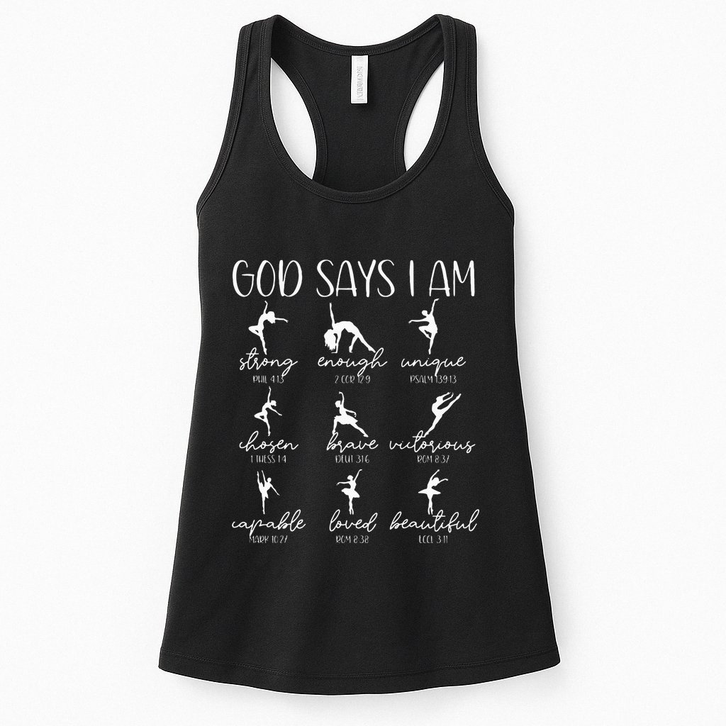 Christian God Says I Am Bible Verse Religious Ballet Dancer Womens Tank Top