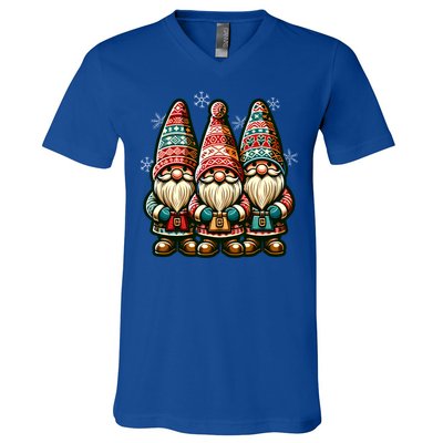 Christmas Gnomes Snowflakes Xmas Christmas Gnomies Gift V-Neck T-Shirt