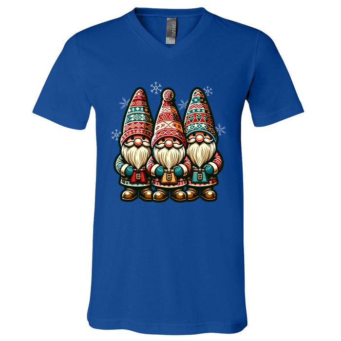 Christmas Gnomes Snowflakes Xmas Christmas Gnomies Gift V-Neck T-Shirt