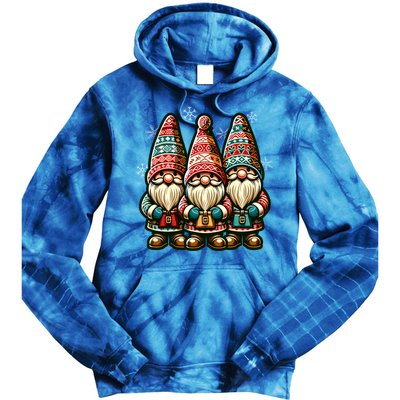 Christmas Gnomes Snowflakes Xmas Christmas Gnomies Gift Tie Dye Hoodie