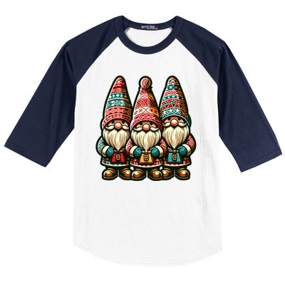 Christmas Gnomes Snowflakes Xmas Christmas Gnomies Gift Baseball Sleeve Shirt