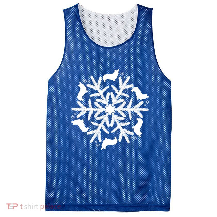Corgi Gift Snowflake Pembroke Welsh Corgi Christmas Gift Mesh Reversible Basketball Jersey Tank