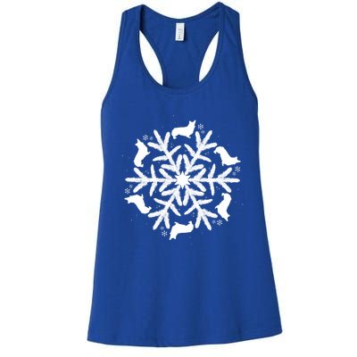 Corgi Gift Snowflake Pembroke Welsh Corgi Christmas Gift Women's Racerback Tank