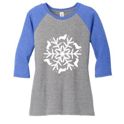 Corgi Gift Snowflake Pembroke Welsh Corgi Christmas Gift Women's Tri-Blend 3/4-Sleeve Raglan Shirt