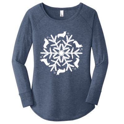 Corgi Gift Snowflake Pembroke Welsh Corgi Christmas Gift Women's Perfect Tri Tunic Long Sleeve Shirt