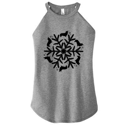 Corgi Gift Snowflake Pembroke Welsh Corgi Christmas Gift Women's Perfect Tri Rocker Tank