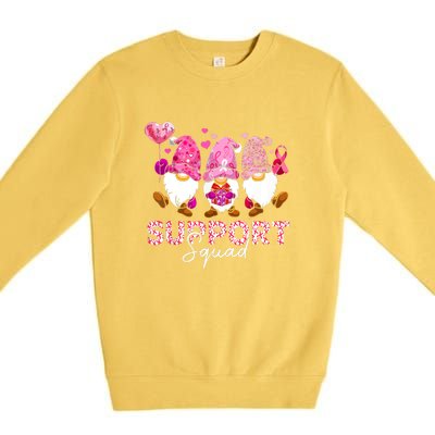 Cute Gnomes Support Squad Breast Cancer Awareness Gift Premium Crewneck Sweatshirt