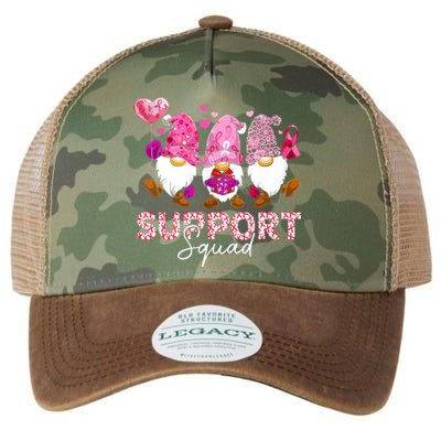 Cute Gnomes Support Squad Breast Cancer Awareness Gift Legacy Tie Dye Trucker Hat