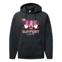 Cute Gnomes Support Squad Breast Cancer Awareness Gift Performance Fleece Hoodie