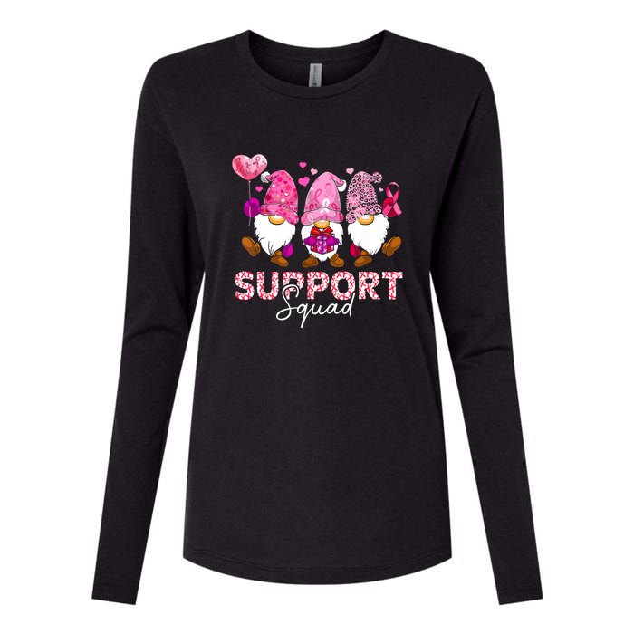 Cute Gnomes Support Squad Breast Cancer Awareness Gift Womens Cotton Relaxed Long Sleeve T-Shirt