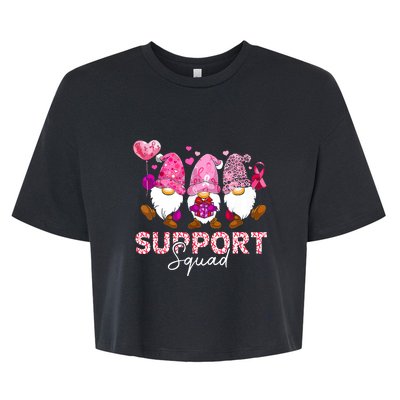 Cute Gnomes Support Squad Breast Cancer Awareness Gift Bella+Canvas Jersey Crop Tee