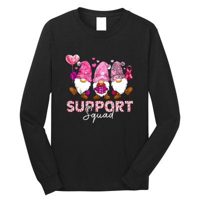 Cute Gnomes Support Squad Breast Cancer Awareness Gift Long Sleeve Shirt