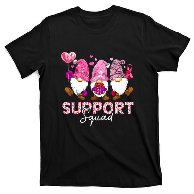 Cute Gnomes Support Squad Breast Cancer Awareness Gift T-Shirt