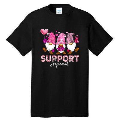 Cute Gnomes Support Squad Breast Cancer Awareness Gift Tall T-Shirt