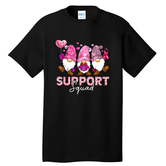 Cute Gnomes Support Squad Breast Cancer Awareness Gift Tall T-Shirt