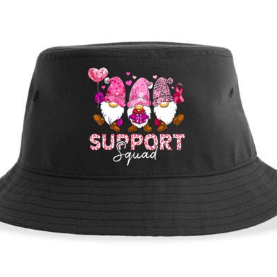 Cute Gnomes Support Squad Breast Cancer Awareness Gift Sustainable Bucket Hat