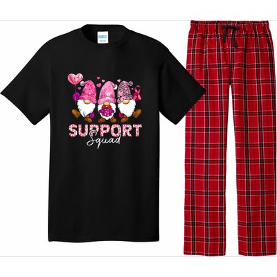 Cute Gnomes Support Squad Breast Cancer Awareness Gift Pajama Set