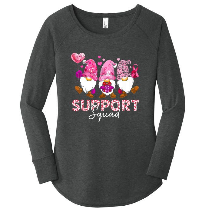 Cute Gnomes Support Squad Breast Cancer Awareness Gift Women's Perfect Tri Tunic Long Sleeve Shirt