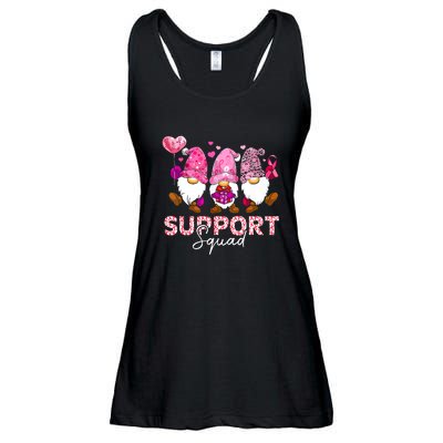 Cute Gnomes Support Squad Breast Cancer Awareness Gift Ladies Essential Flowy Tank