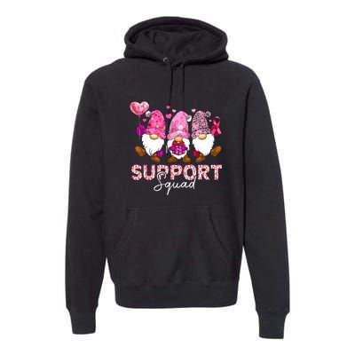 Cute Gnomes Support Squad Breast Cancer Awareness Gift Premium Hoodie