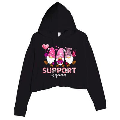 Cute Gnomes Support Squad Breast Cancer Awareness Gift Crop Fleece Hoodie