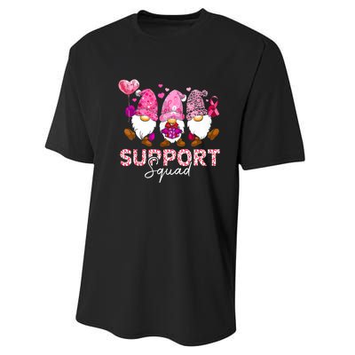 Cute Gnomes Support Squad Breast Cancer Awareness Gift Performance Sprint T-Shirt