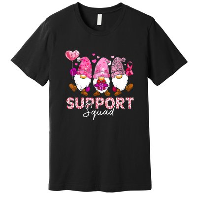 Cute Gnomes Support Squad Breast Cancer Awareness Gift Premium T-Shirt