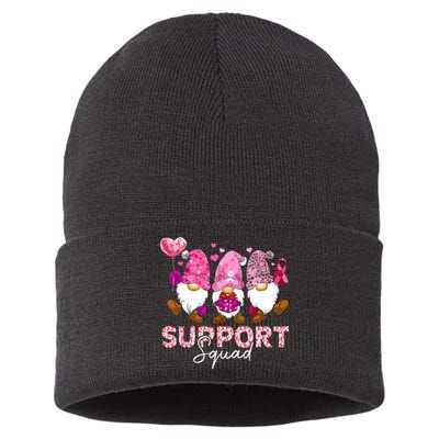 Cute Gnomes Support Squad Breast Cancer Awareness Gift Sustainable Knit Beanie