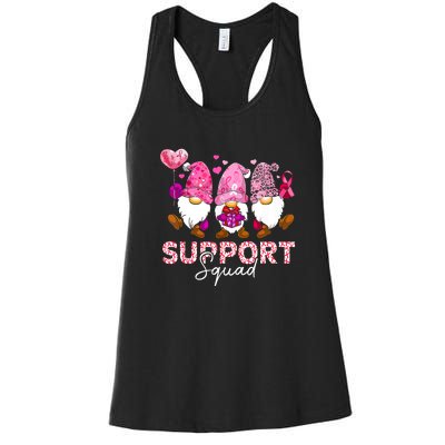 Cute Gnomes Support Squad Breast Cancer Awareness Gift Women's Racerback Tank