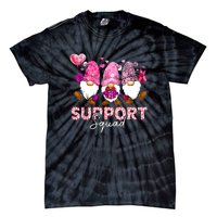 Cute Gnomes Support Squad Breast Cancer Awareness Gift Tie-Dye T-Shirt