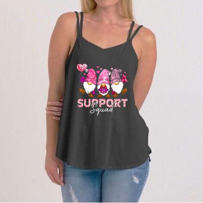 Cute Gnomes Support Squad Breast Cancer Awareness Gift Women's Strappy Tank