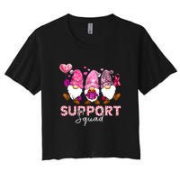 Cute Gnomes Support Squad Breast Cancer Awareness Gift Women's Crop Top Tee