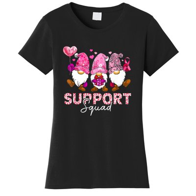 Cute Gnomes Support Squad Breast Cancer Awareness Gift Women's T-Shirt