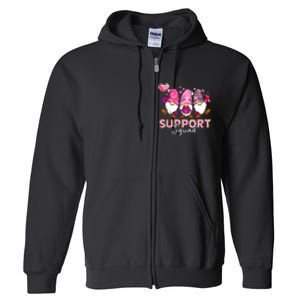 Cute Gnomes Support Squad Breast Cancer Awareness Gift Full Zip Hoodie