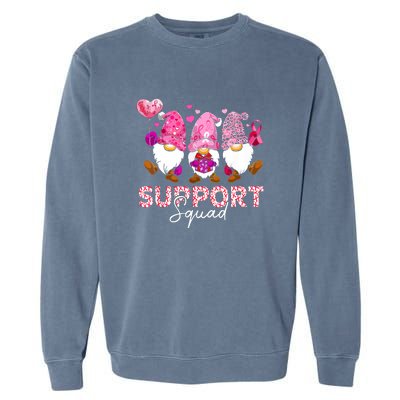 Cute Gnomes Support Squad Breast Cancer Awareness Gift Garment-Dyed Sweatshirt