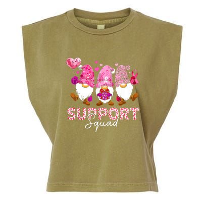 Cute Gnomes Support Squad Breast Cancer Awareness Gift Garment-Dyed Women's Muscle Tee