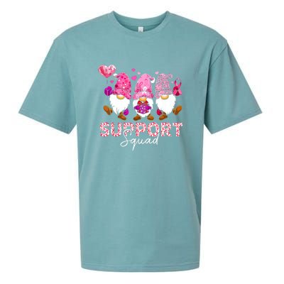 Cute Gnomes Support Squad Breast Cancer Awareness Gift Sueded Cloud Jersey T-Shirt