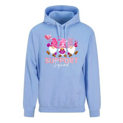 Cute Gnomes Support Squad Breast Cancer Awareness Gift Unisex Surf Hoodie