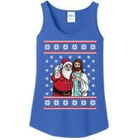 Christmas Graphic Santa And Jesus Jingle Bros Milk Food Ugly Meaningful Gift Ladies Essential Tank