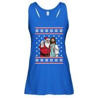 Christmas Graphic Santa And Jesus Jingle Bros Milk Food Ugly Meaningful Gift Ladies Essential Flowy Tank