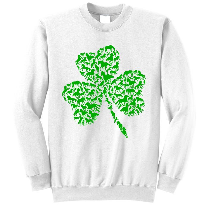 Cute Green Shamrock Clover Horses Farmer Saint Patricks Day Gift Sweatshirt