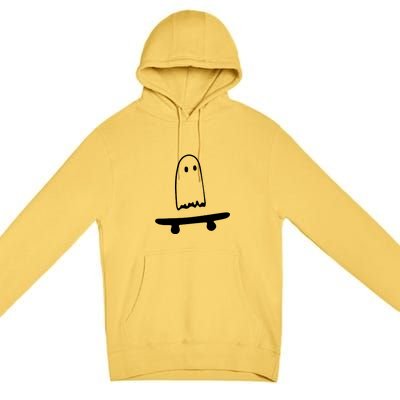 Cute Ghost Skateboard Funny Premium Pullover Hoodie