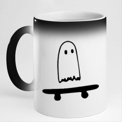 Cute Ghost Skateboard Funny 11oz Black Color Changing Mug