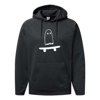 Cute Ghost Skateboard Funny Performance Fleece Hoodie