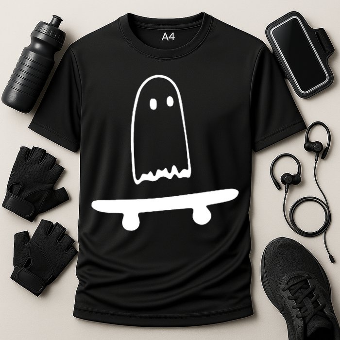 Cute Ghost Skateboard Funny Cooling Performance Crew T-Shirt