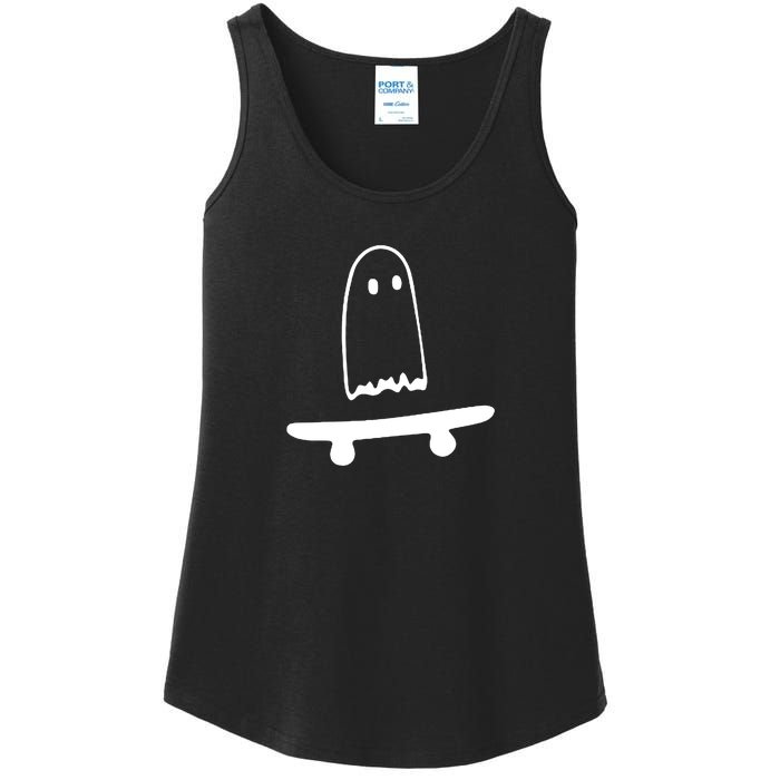 Cute Ghost Skateboard Funny Ladies Essential Tank